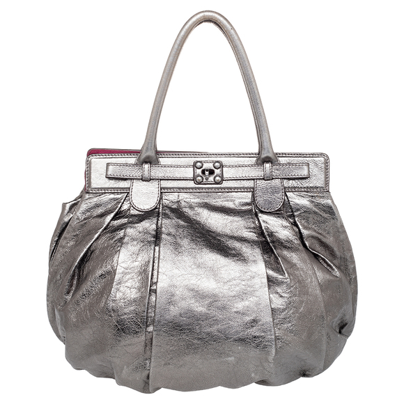 Zagliani | Bags | Zagliani Metallic Grey Pewter Satchel | Poshmark